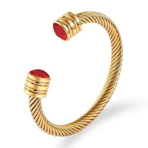 Elegant Gold and Red Cuff Bracelet
